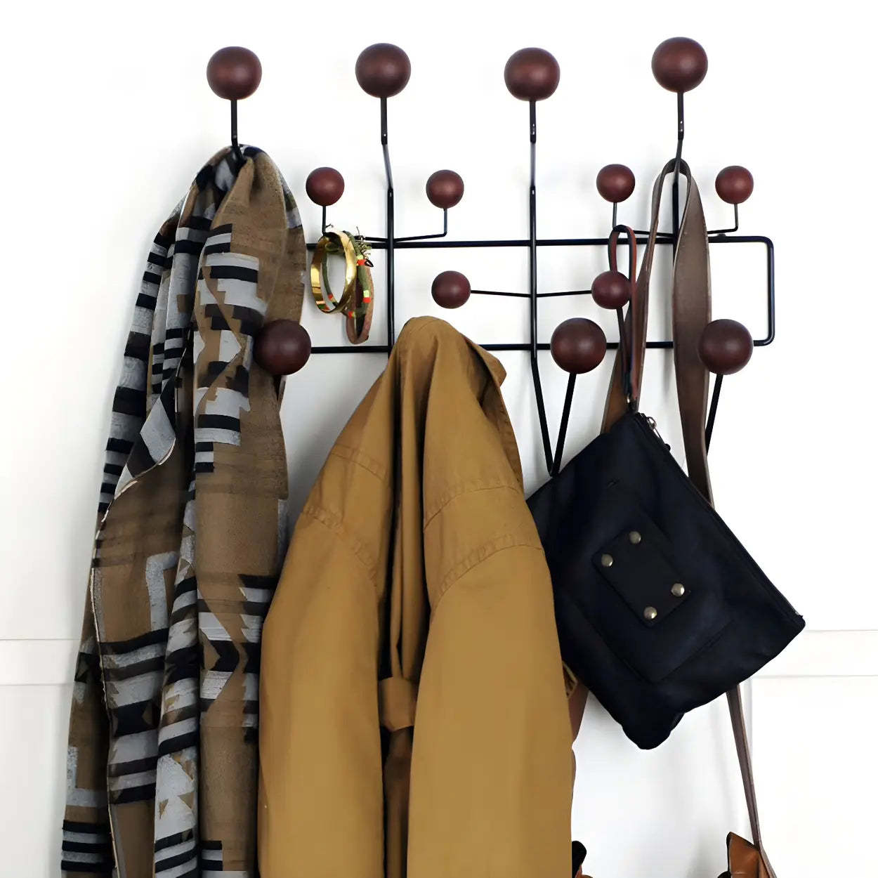 Geometric Metal Wall Mounted Coat Rack — Pink / 2 Piece Set