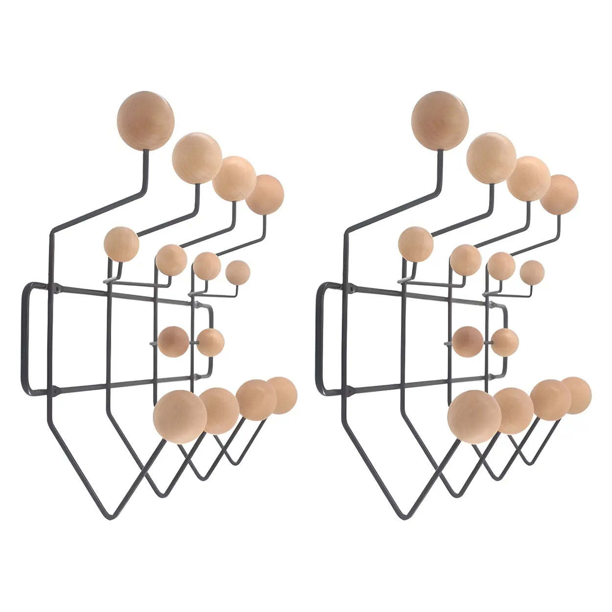 Geometric Metal Wall Mounted Coat Rack — Brown / 2 Piece Set