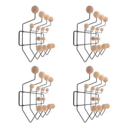 Geometric Metal Wall Mounted Coat Rack — Brown / 4 Piece Set
