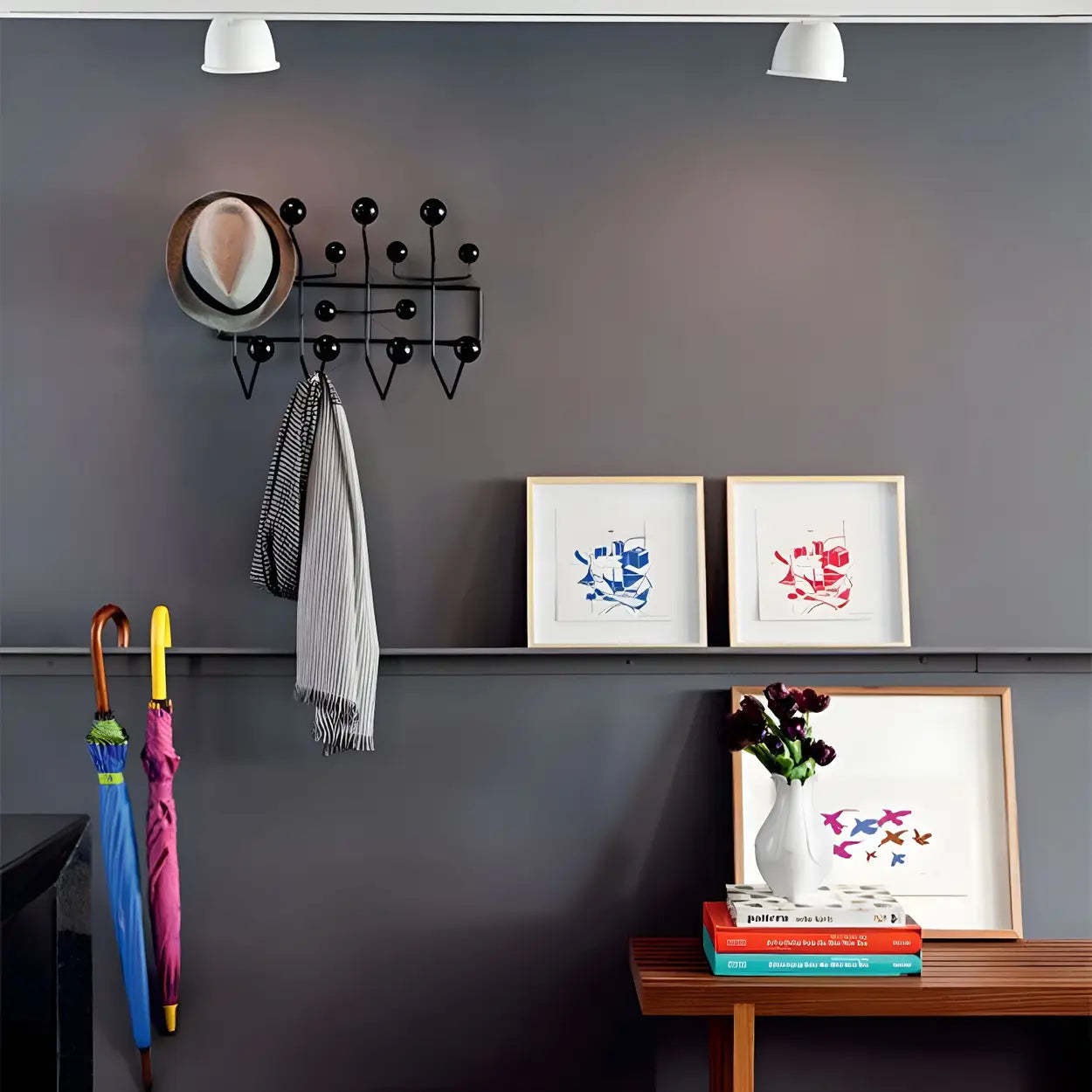 Geometric Metal Wall Mounted Coat Rack — Pink / 1 Piece