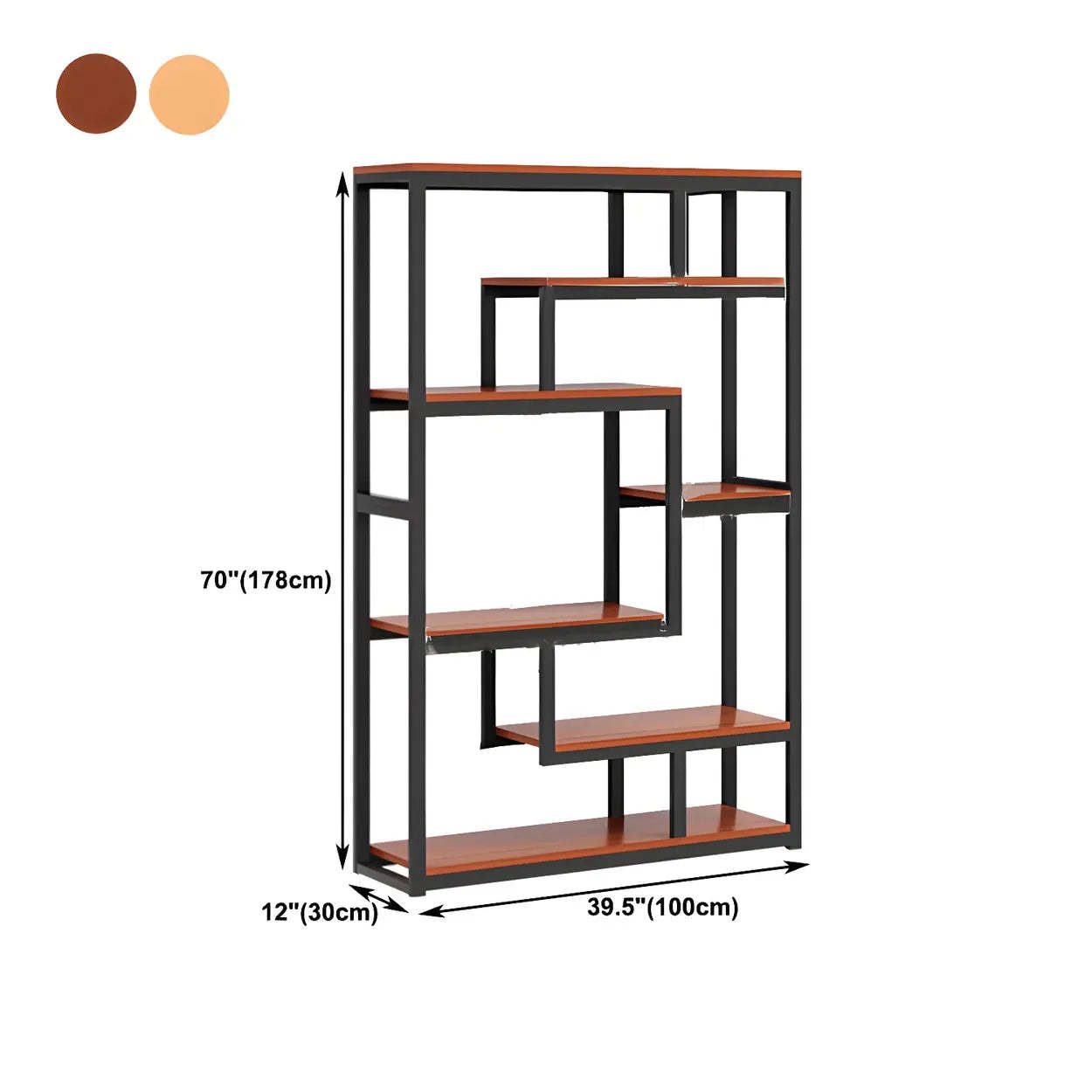Geometric Metal-Wood Open-Back Bookcase