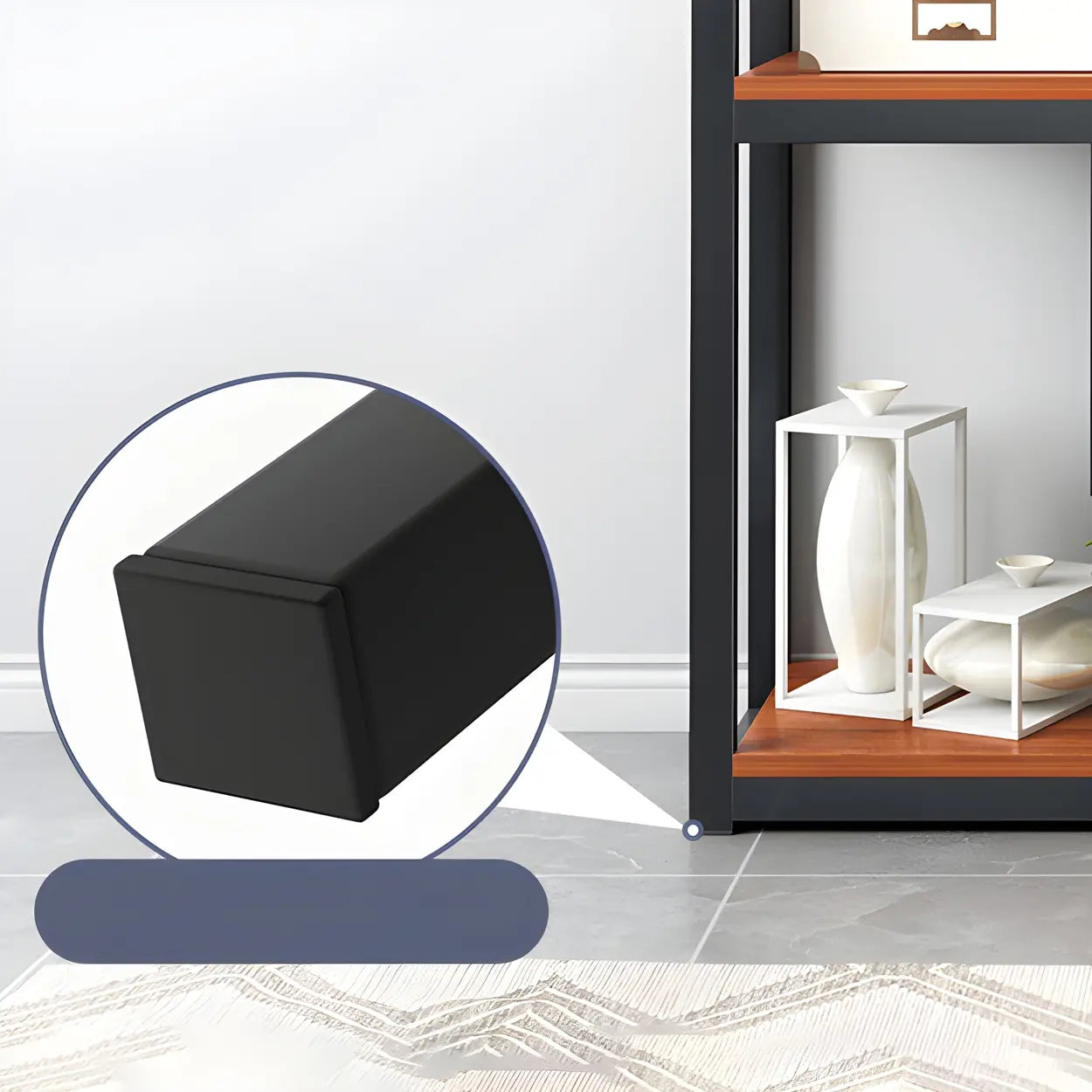 Geometric Metal-Wood Open-Back Bookcase