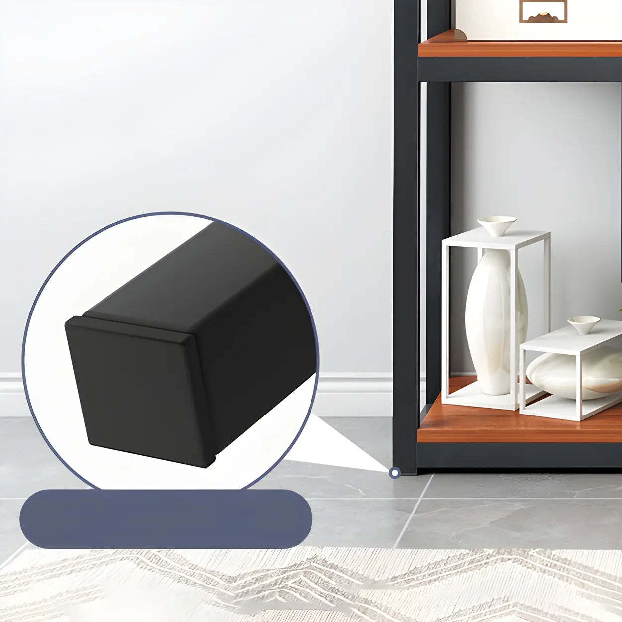Geometric Metal-Wood Open-Back Bookcase