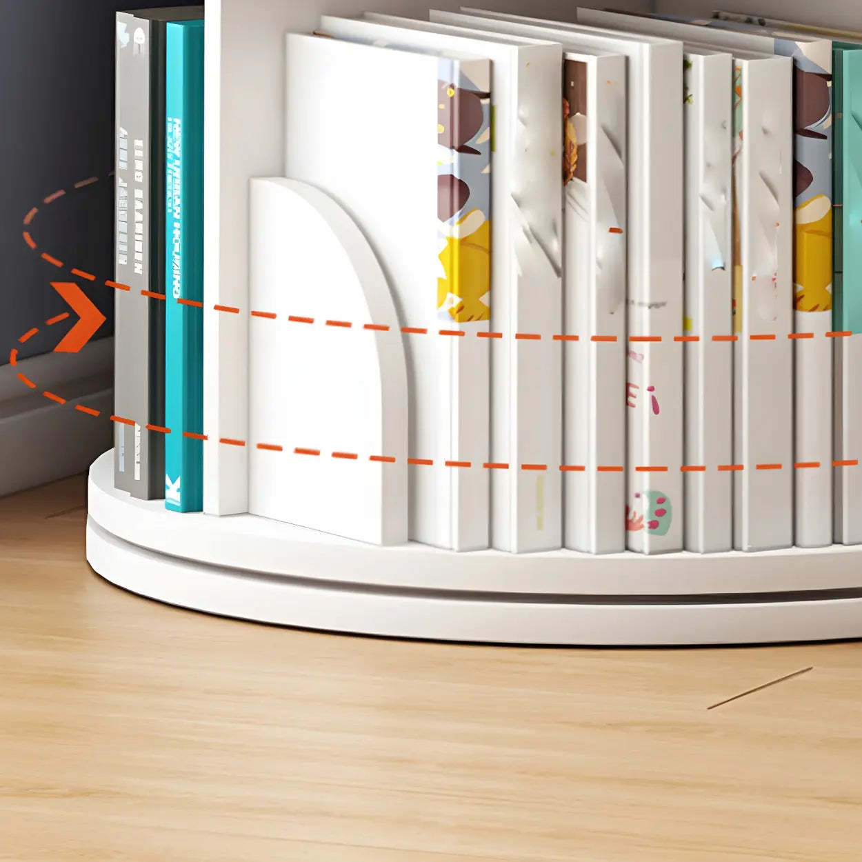 Rotating Round Wood Bookshelf — Natural Finish