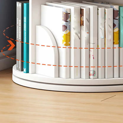 Rotating Round Wood Bookshelf — Natural Finish