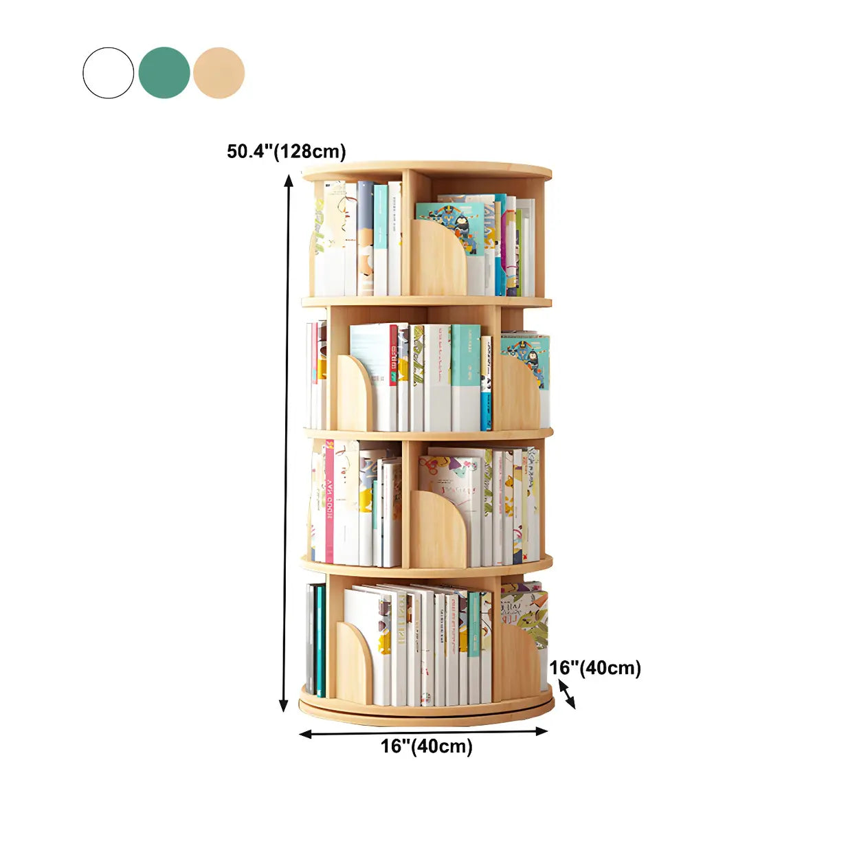 Rotating Round Wood Bookshelf