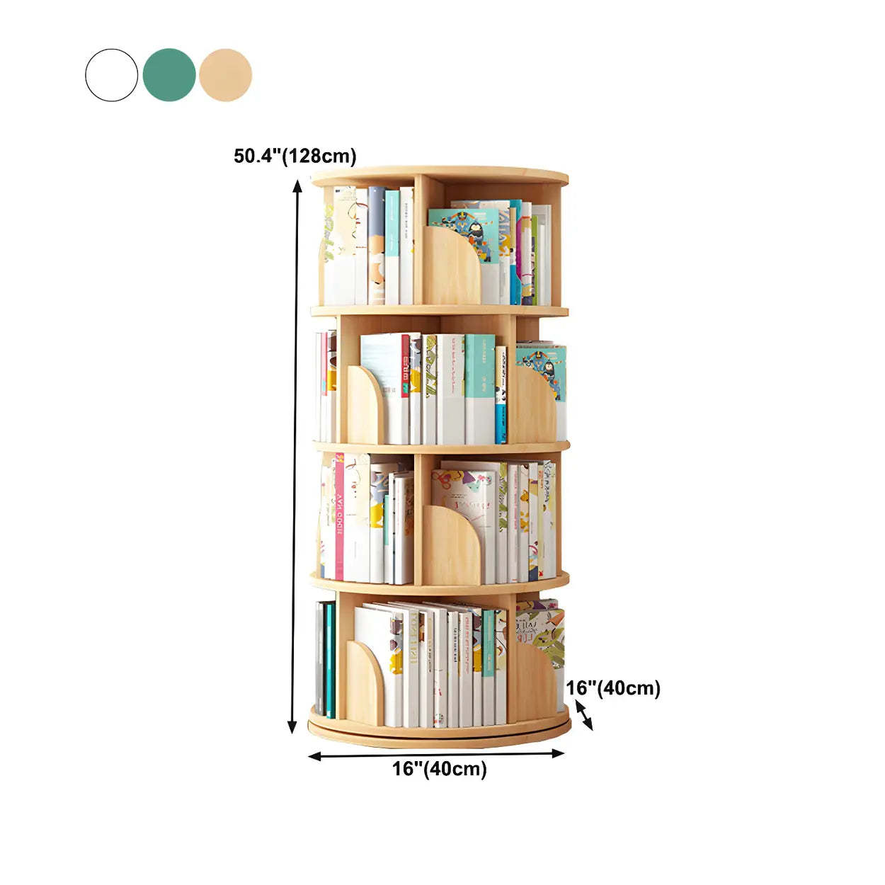 Rotating Round Wood Bookshelf