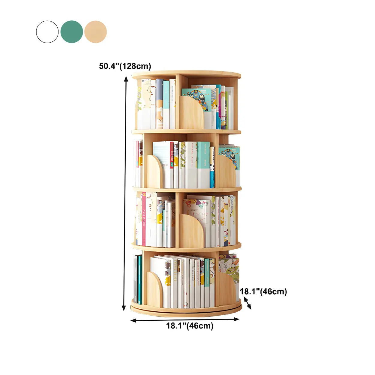 Rotating Round Wood Bookshelf