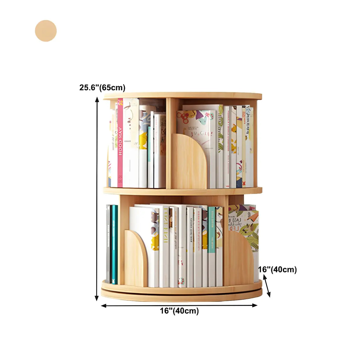Rotating Round Wood Bookshelf