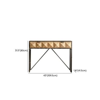 Geometric Black Wood Console Table with Drawers
