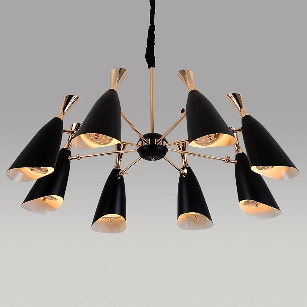 8-light LED Electroplated Metal Nordic Chandeliers Ceiling Lights Fixture-Lighom