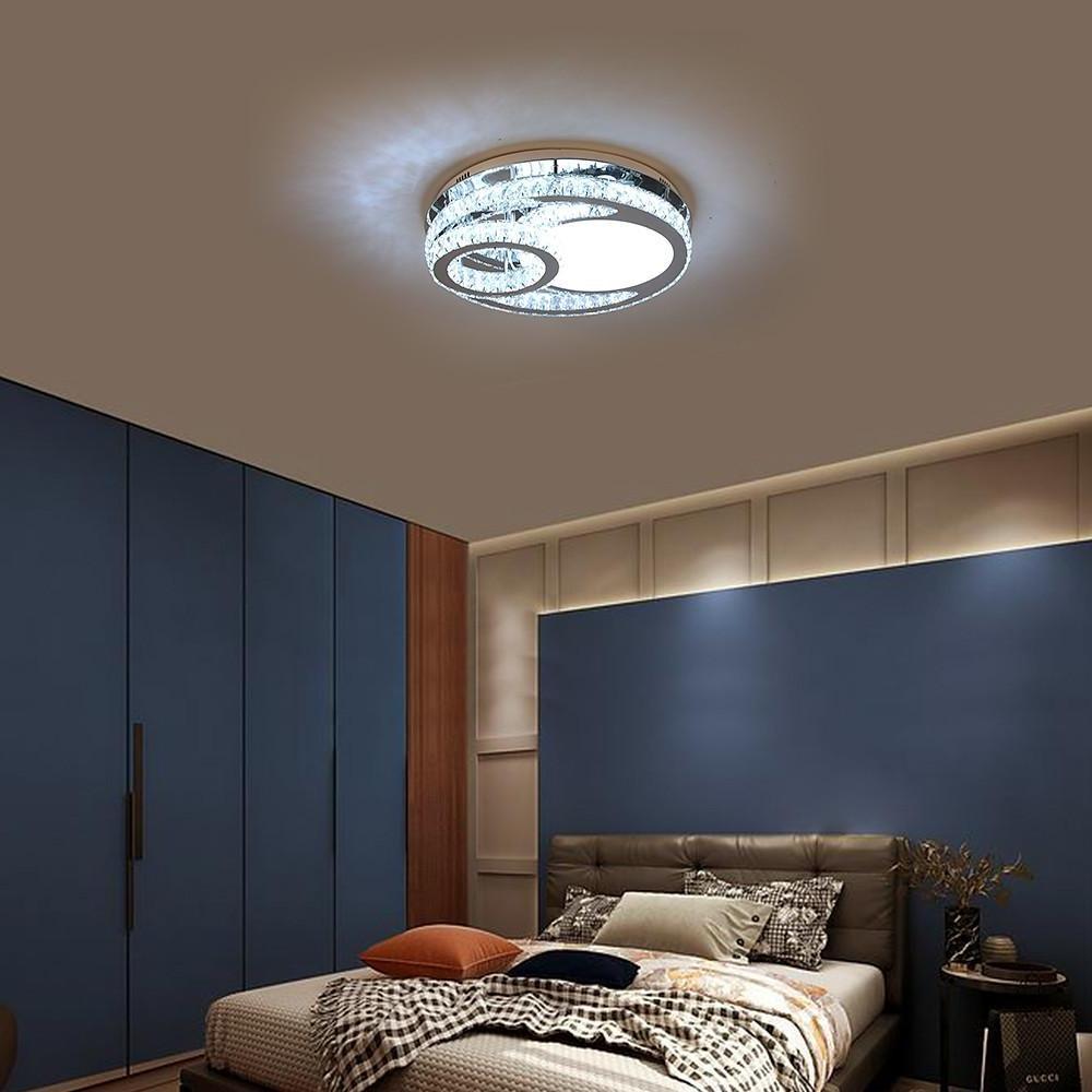 Overlapping circle flush mount lighting in crystal — 24" Diameter