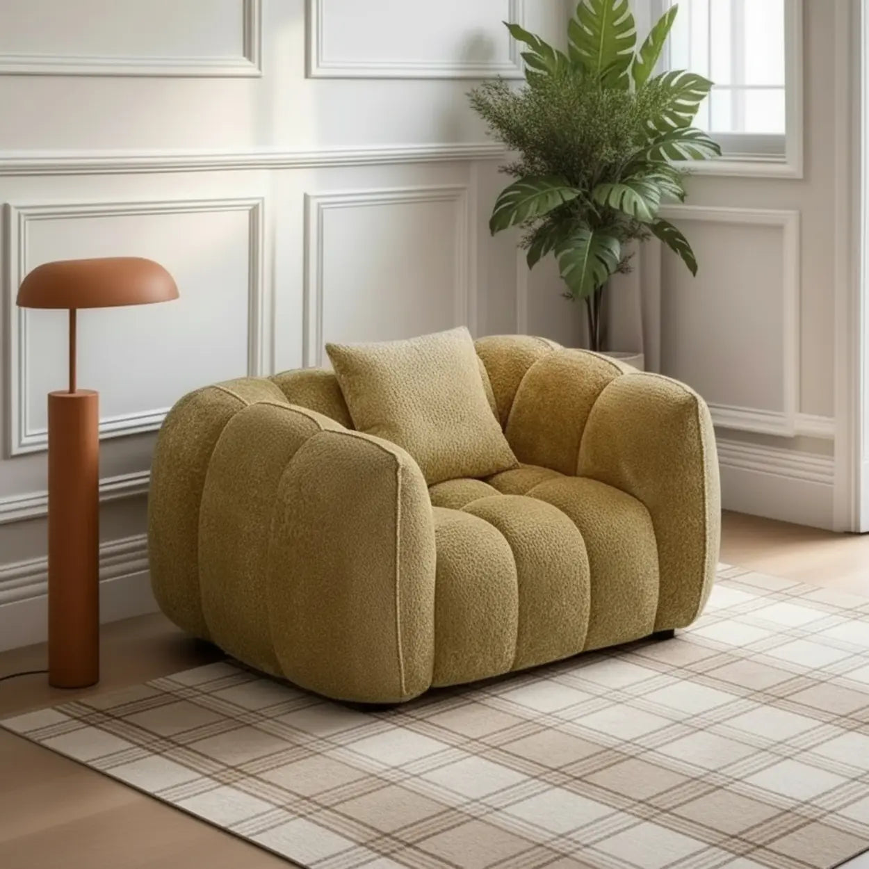 Ginger Sherpa Pumpkin Compressed Modular Sofa