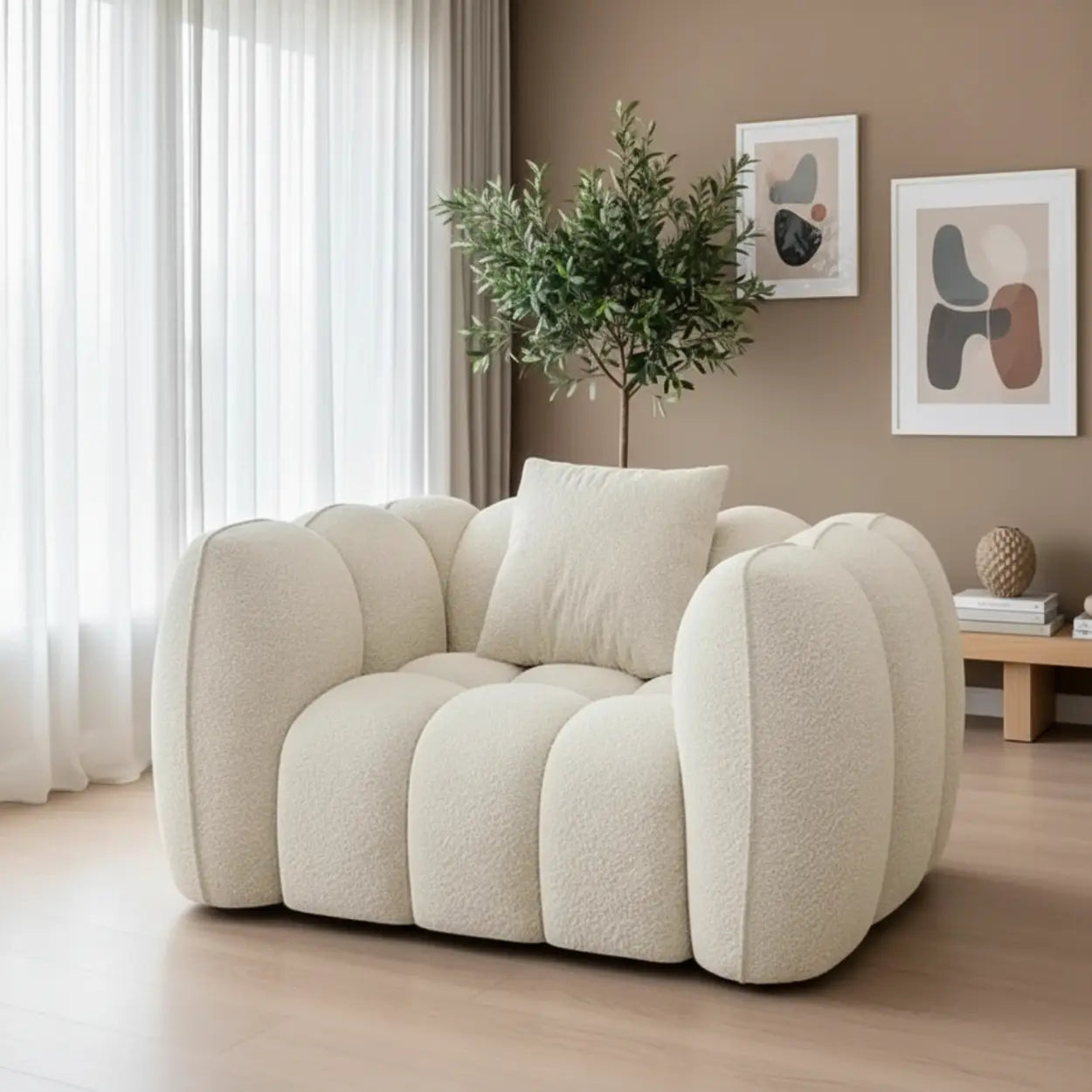 Ginger Sherpa Pumpkin Compressed Modular Sofa — Ginger Yellow
