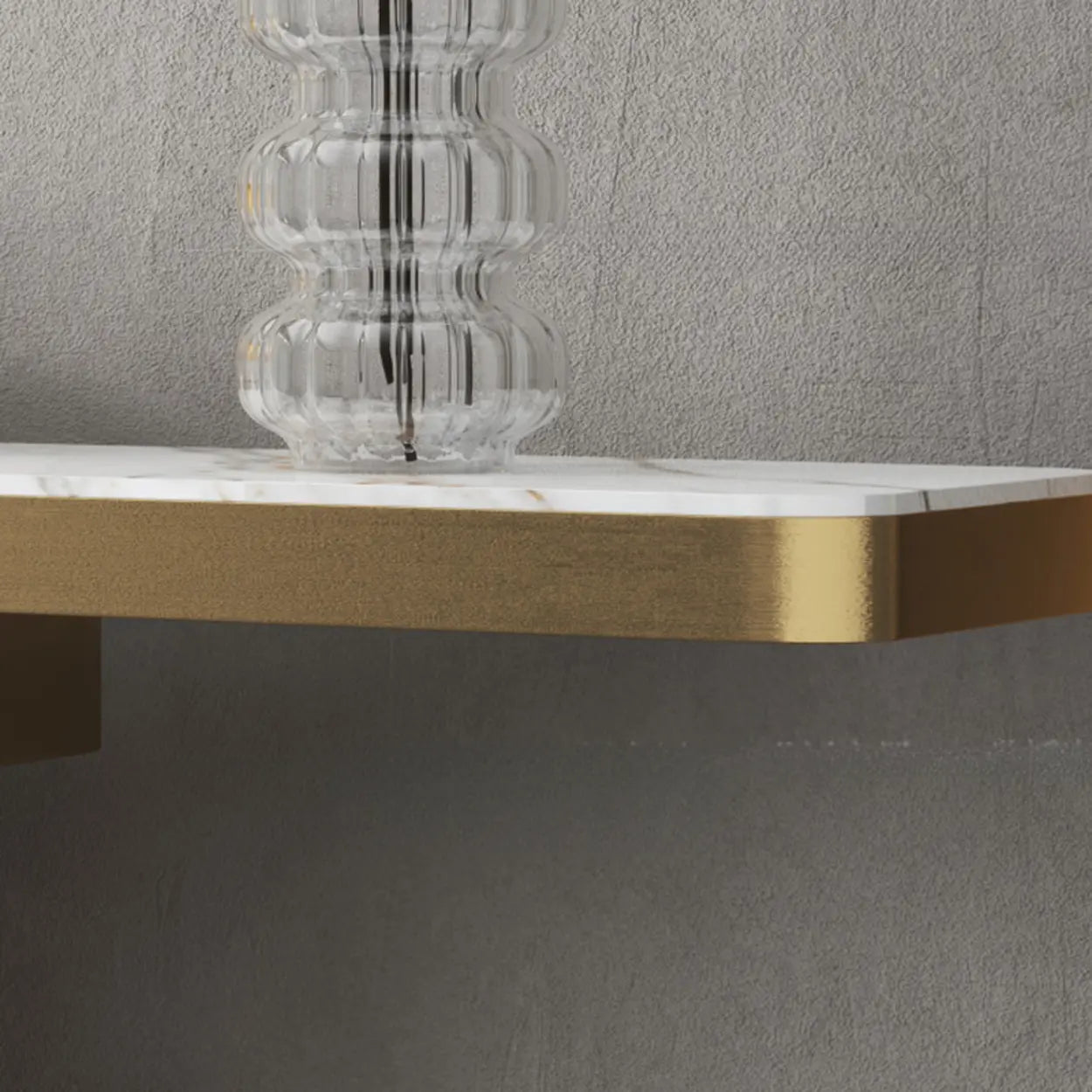 Glam Abstract Gold Metal Console Table with Stone Top — Black
