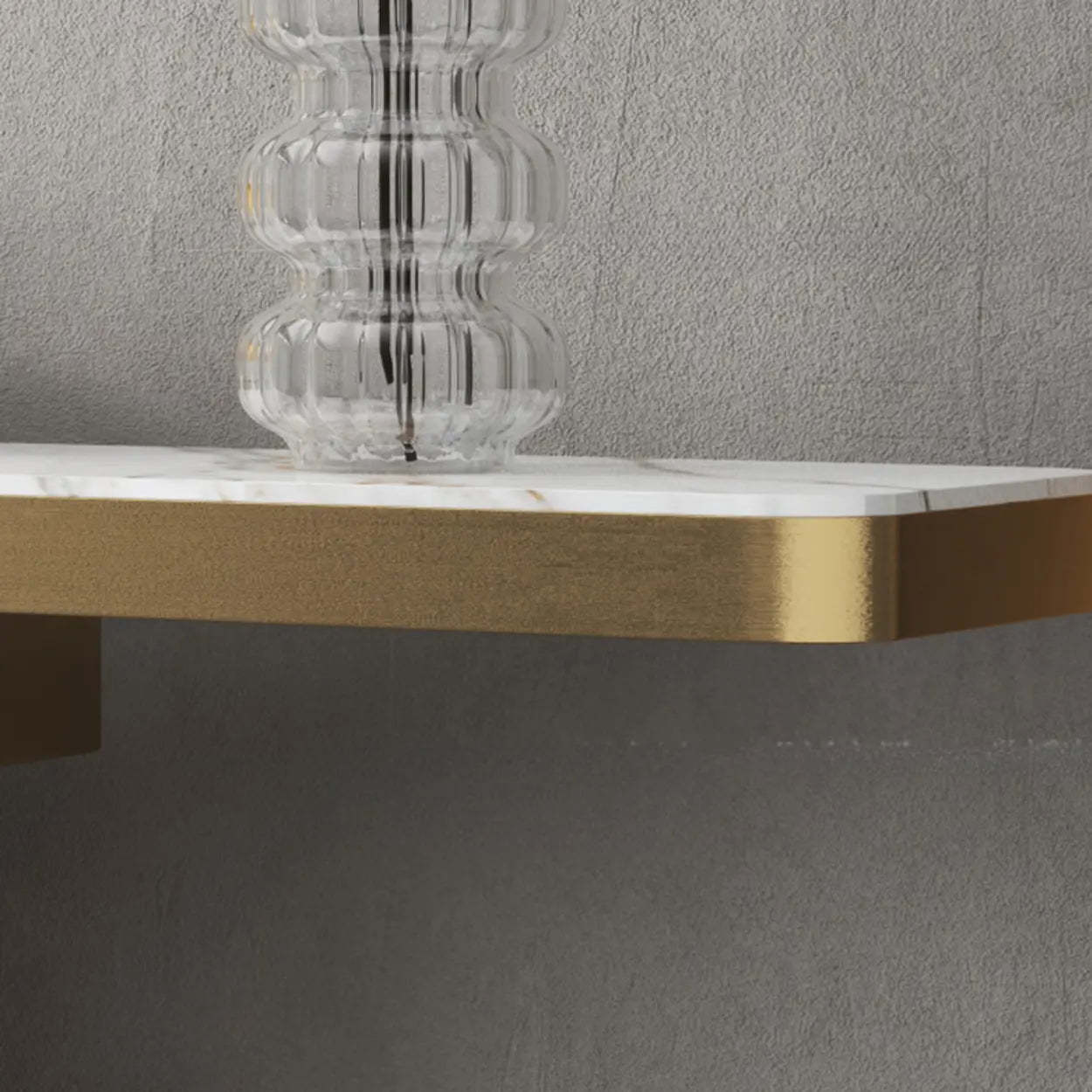 Glam Abstract Gold Metal Console Table with Stone Top — Black