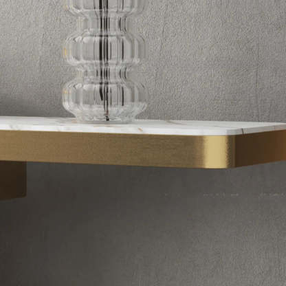 Glam Abstract Gold Metal Console Table with Stone Top — Black