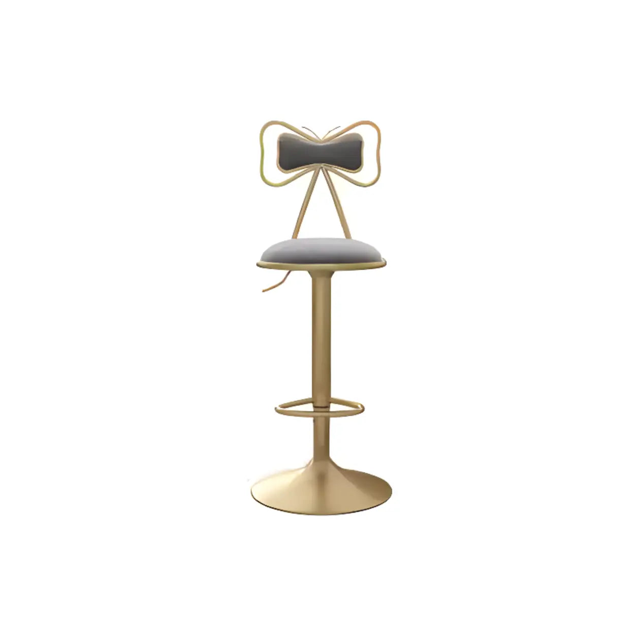 Glam Adjustable Fabric Bow-Knot Back Swivel Bar Stool