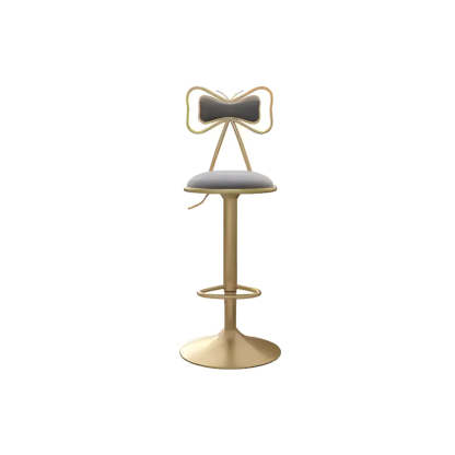 Glam Adjustable Fabric Bow-Knot Back Swivel Bar Stool