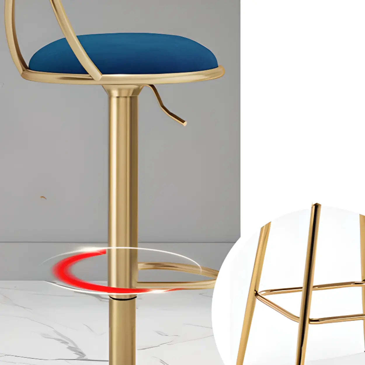 Glam Adjustable Fabric Bow-Knot Back Swivel Bar Stool