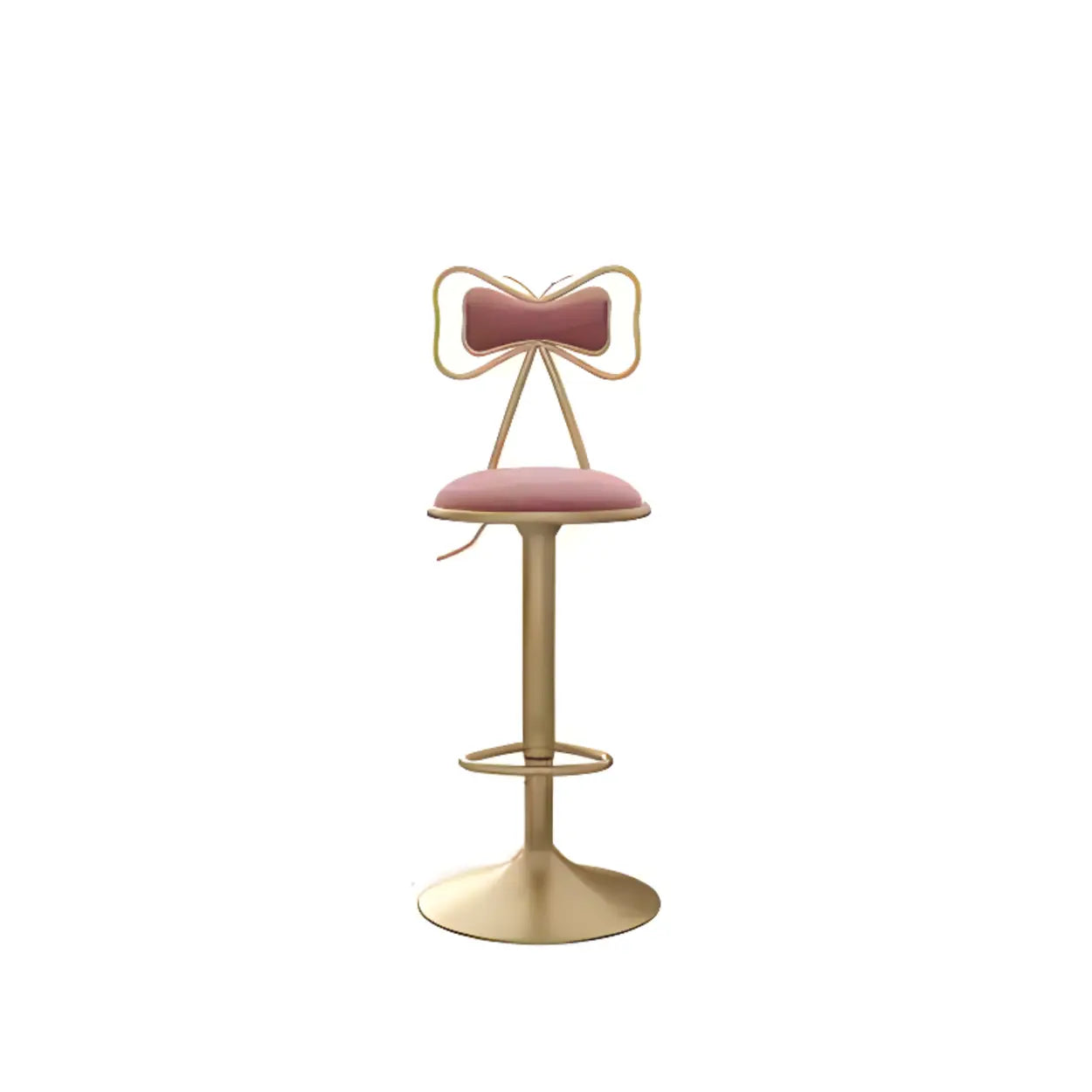 Glam Adjustable Fabric Bow-Knot Back Swivel Bar Stool — Sky Blue