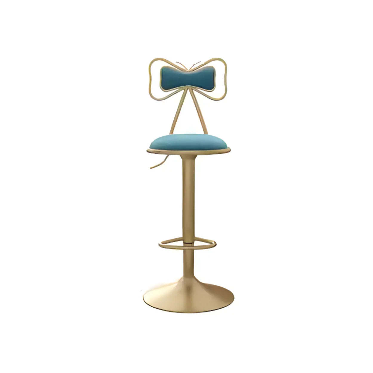 Glam Adjustable Fabric Bow-Knot Back Swivel Bar Stool