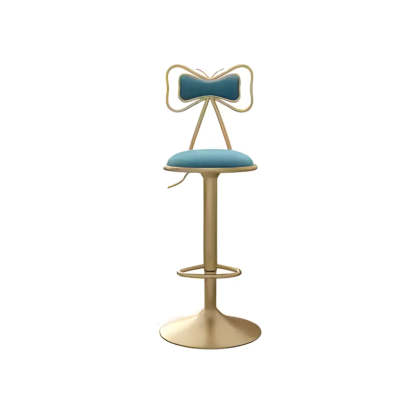 Glam Adjustable Fabric Bow-Knot Back Swivel Bar Stool