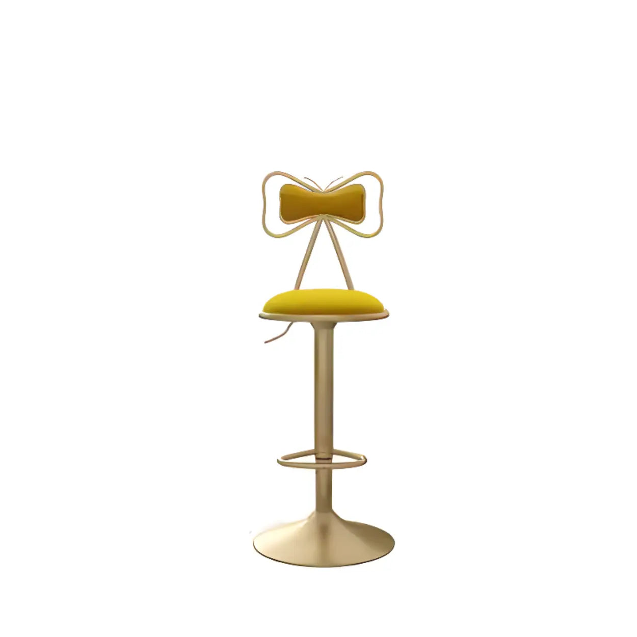 Glam Adjustable Fabric Bow-Knot Back Swivel Bar Stool