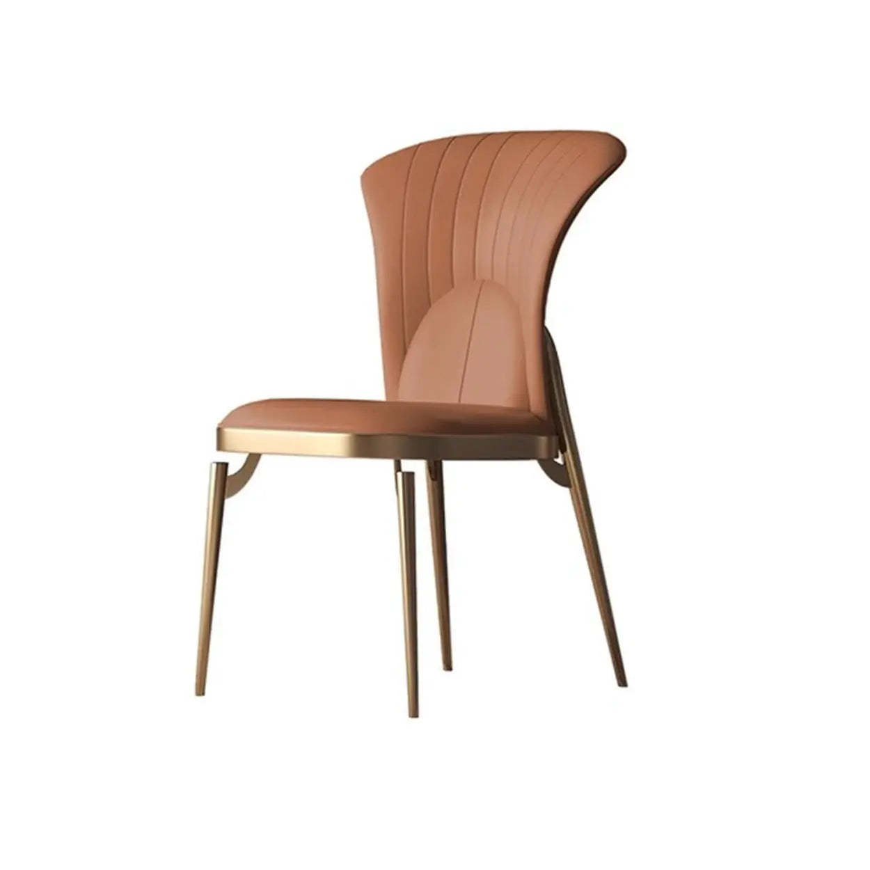 Glam Armless Upholstered Dining Chair with Gold Legs — Dark Orange