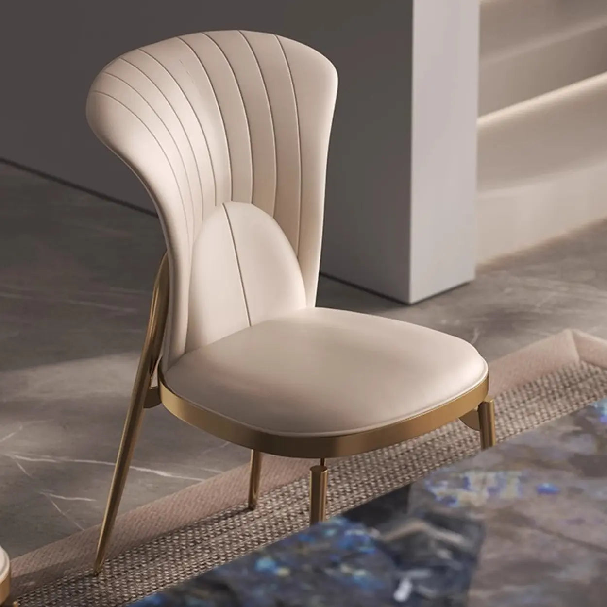 Glam Armless Upholstered Dining Chair with Gold Legs