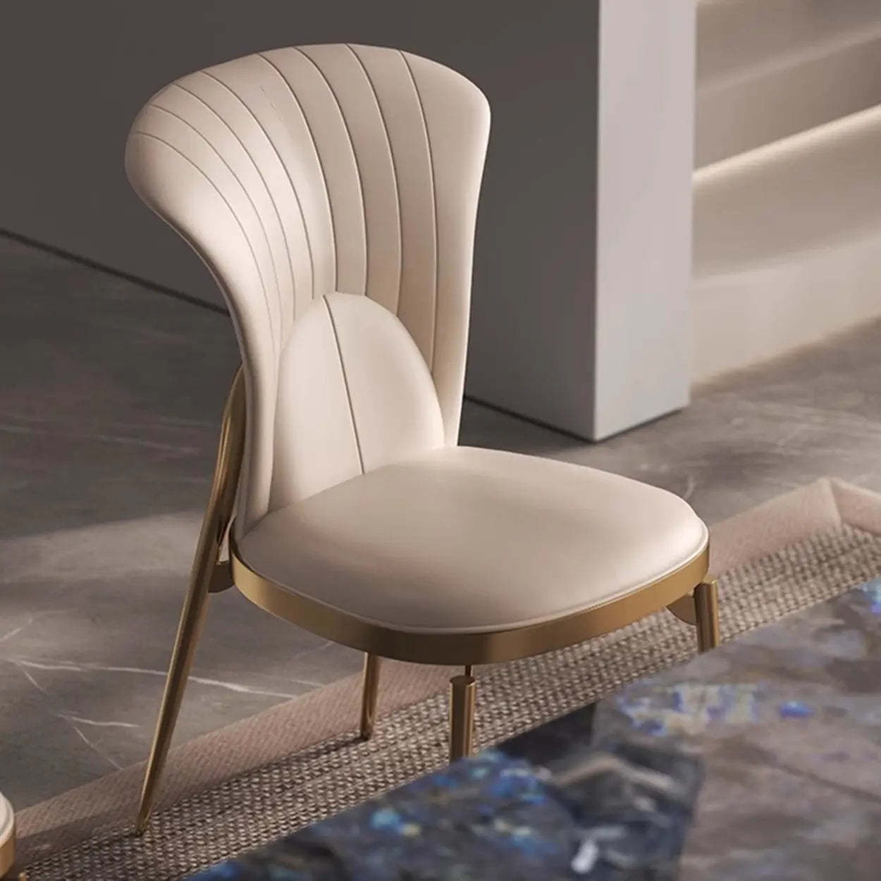 Glam Armless Upholstered Dining Chair with Gold Legs