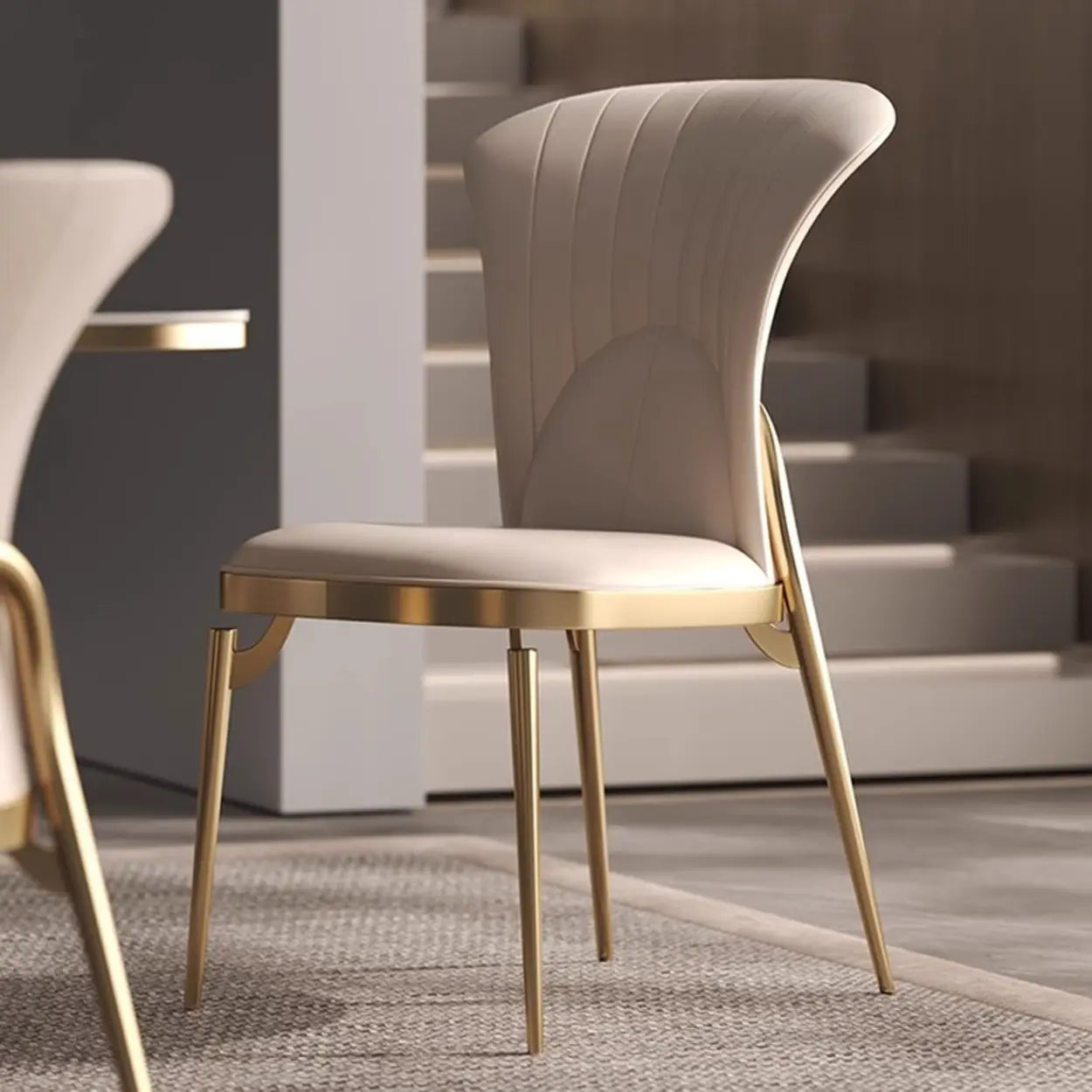Glam Armless Upholstered Dining Chair with Gold Legs