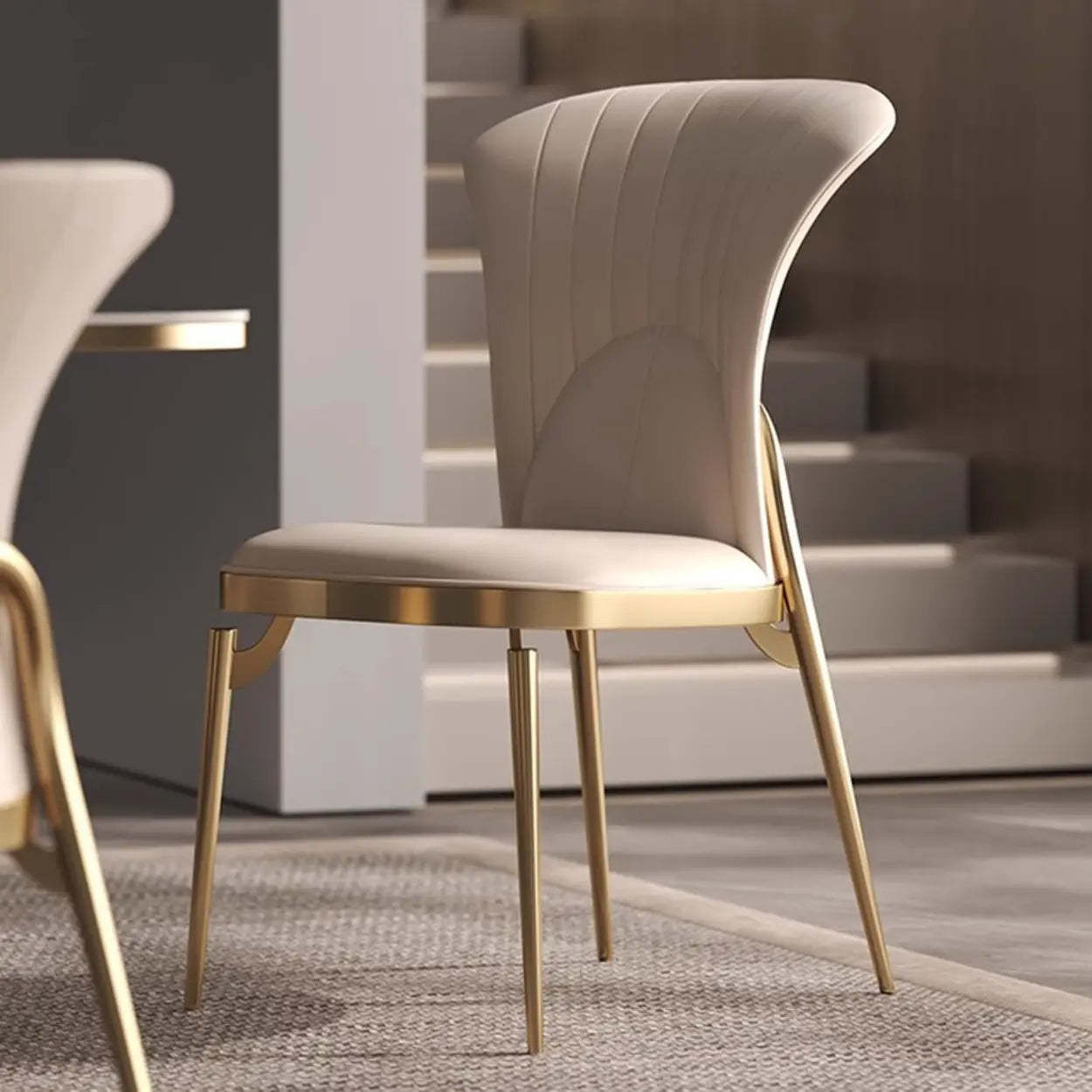 Glam Armless Upholstered Dining Chair with Gold Legs