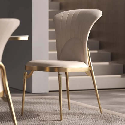 Glam Armless Upholstered Dining Chair with Gold Legs