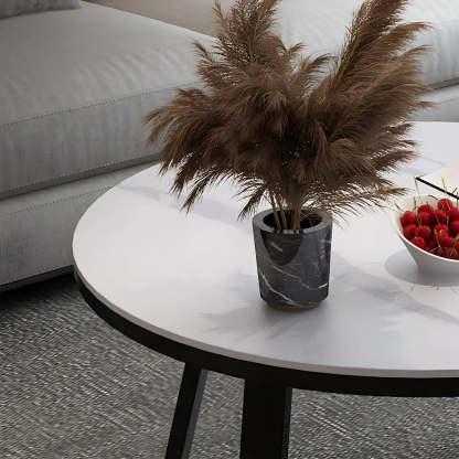 Round Stone Cross-Leg Coffee Table