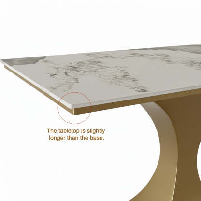 Luxury curved rectangular end & side tables in stone — 35"L x 16"W x 33"H / Gold
