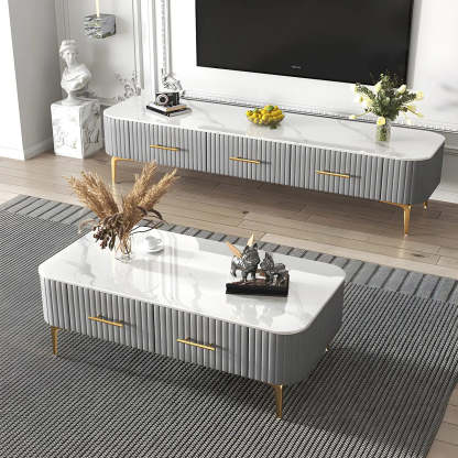 Coffee Table with Storage — White/ Grey