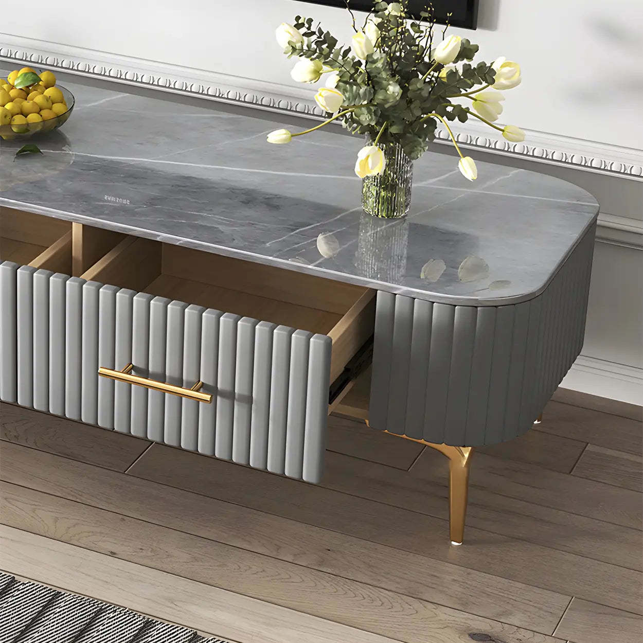 Coffee Table with Storage — White/ Grey