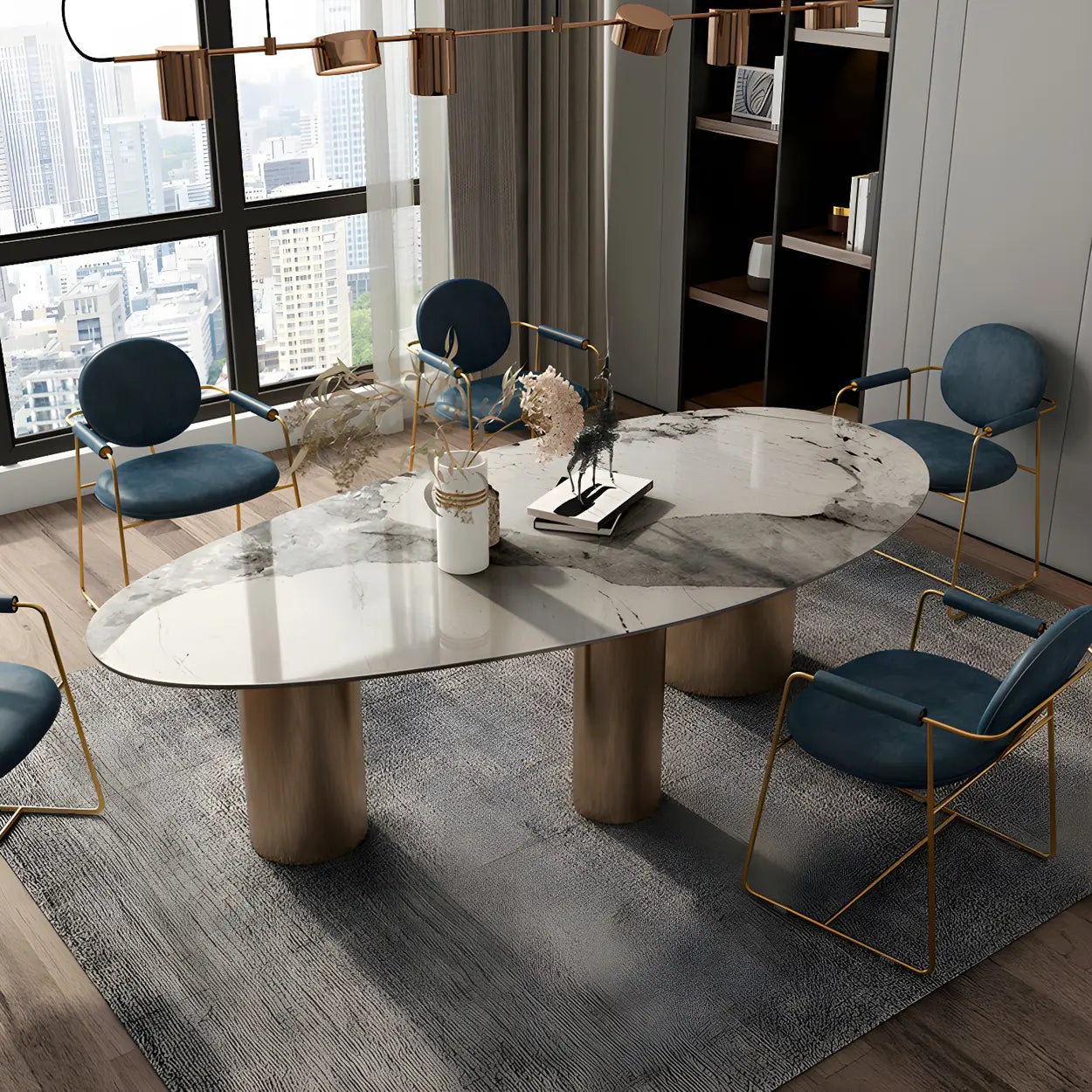 Glam Free-Form Stone 6-Seater Conference Table — Table Only