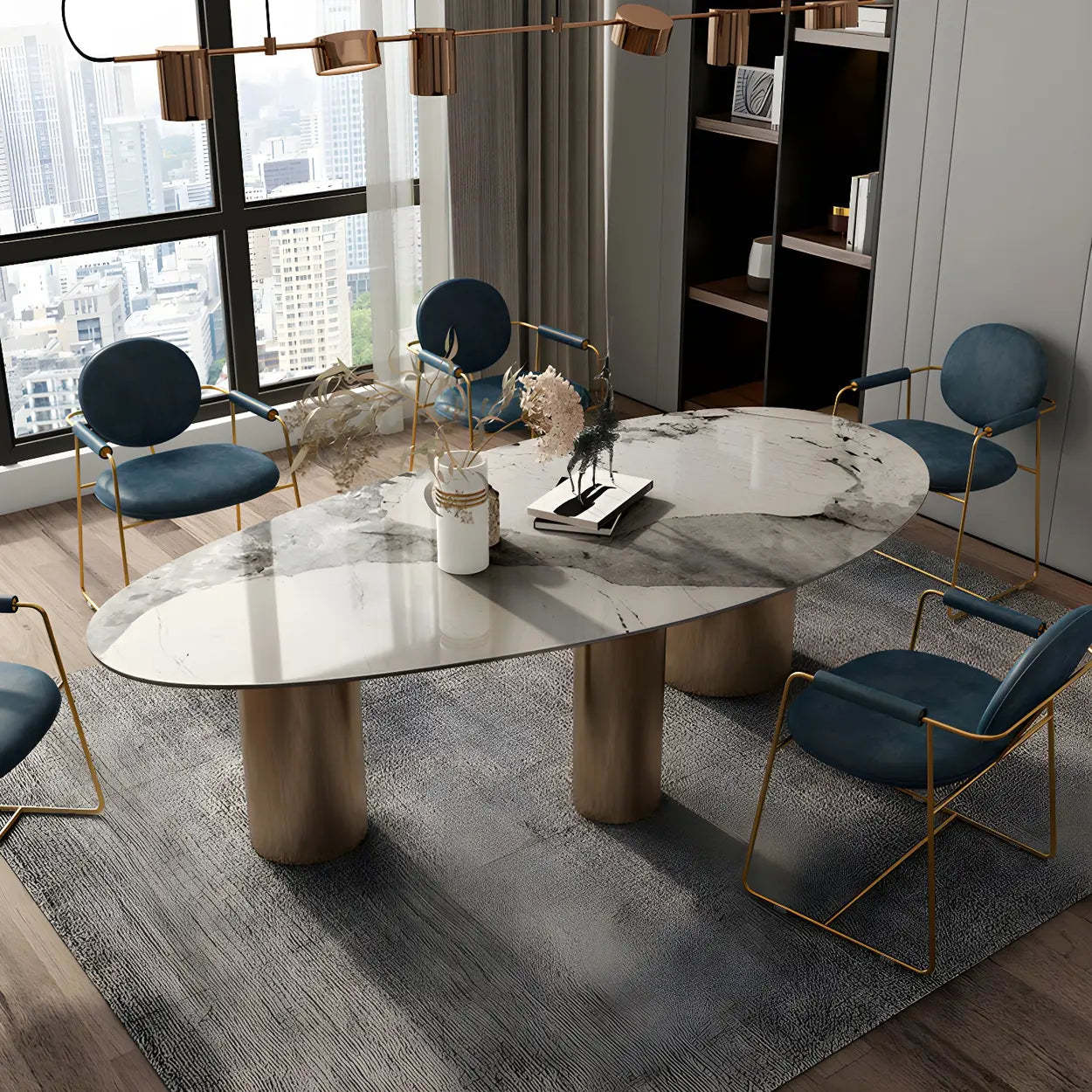 Glam Free-Form Stone 6-Seater Conference Table — Table Only