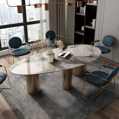 Glam Free-Form Stone 6-Seater Conference Table — Table Only