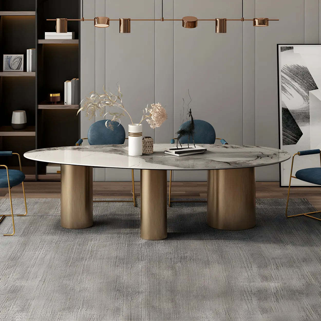Glam Free-Form Stone 6-Seater Conference Table — Table Only