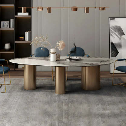 Glam Free-Form Stone 6-Seater Conference Table — Table Only