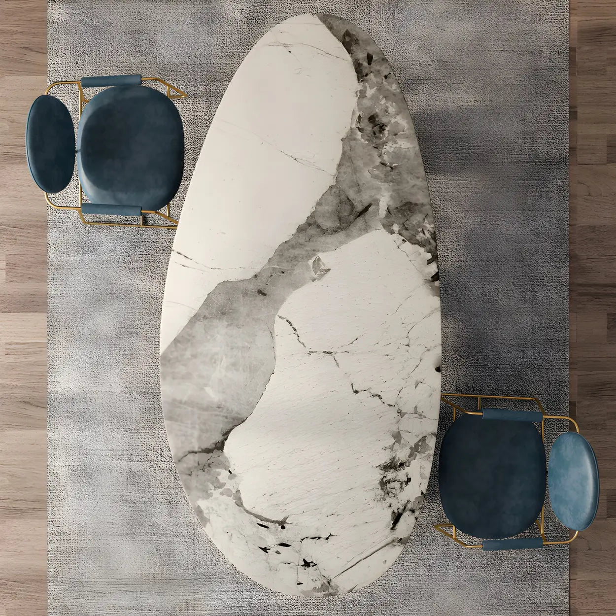 Glam Free-Form Stone 6-Seater Conference Table — Table Only