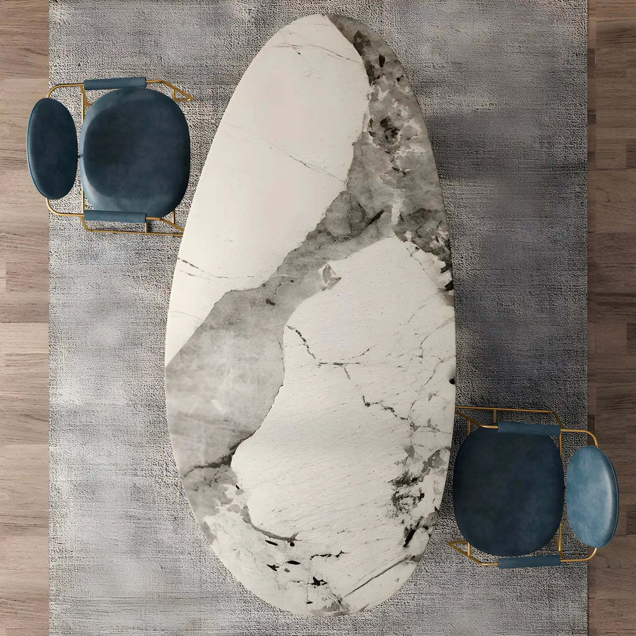 Glam Free-Form Stone 6-Seater Conference Table — Table Only