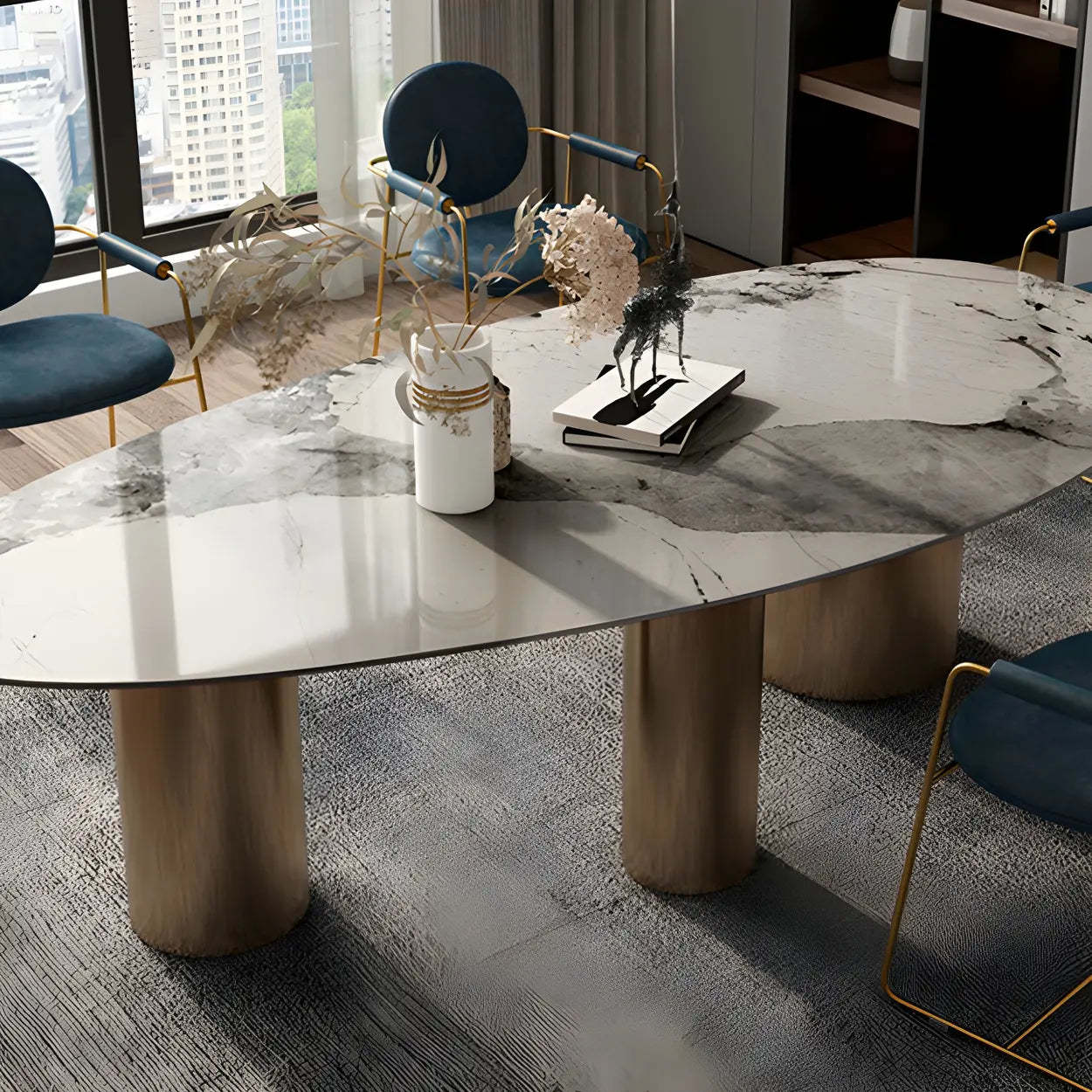 Glam Free-Form Stone 6-Seater Conference Table