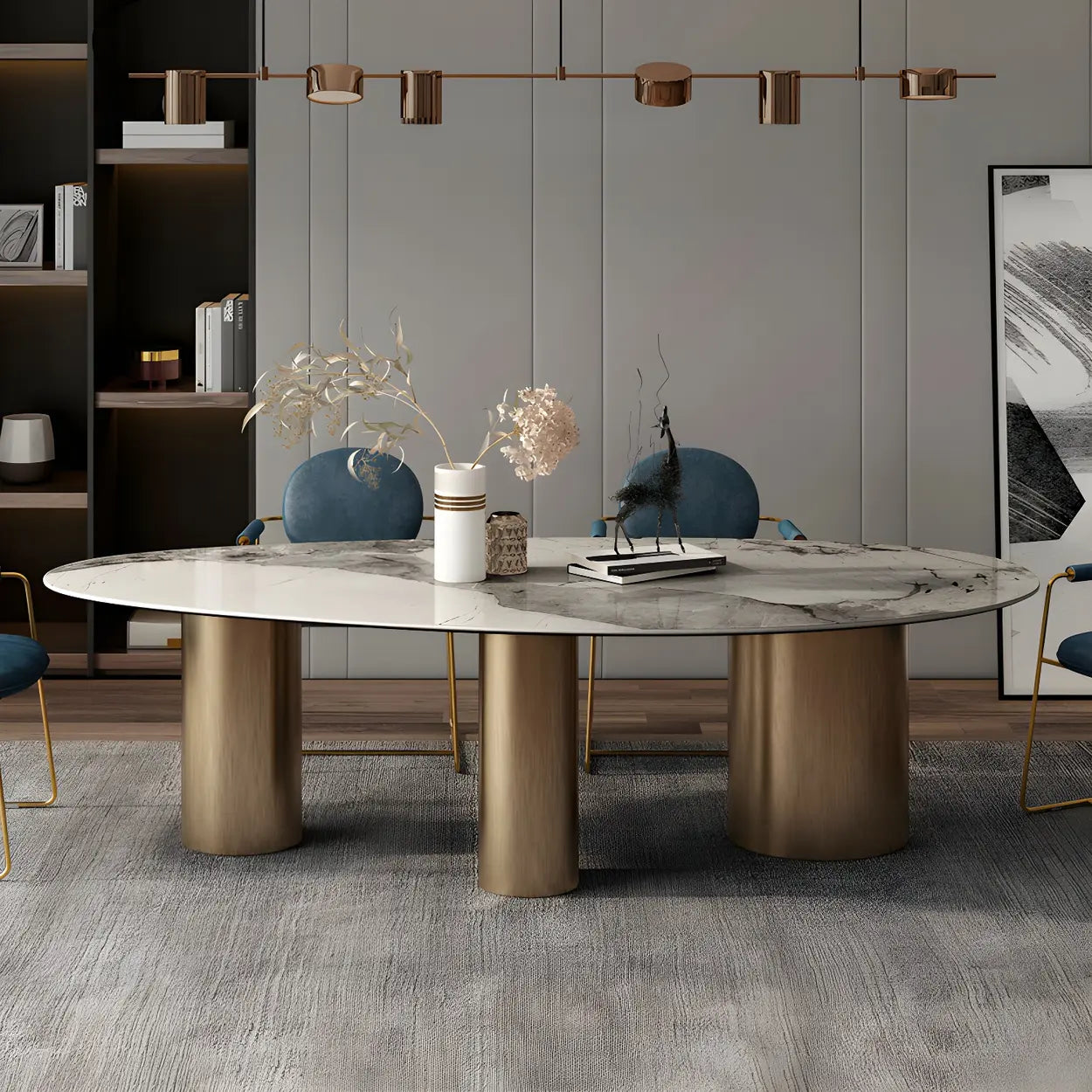 Glam Free-Form Stone 6-Seater Conference Table