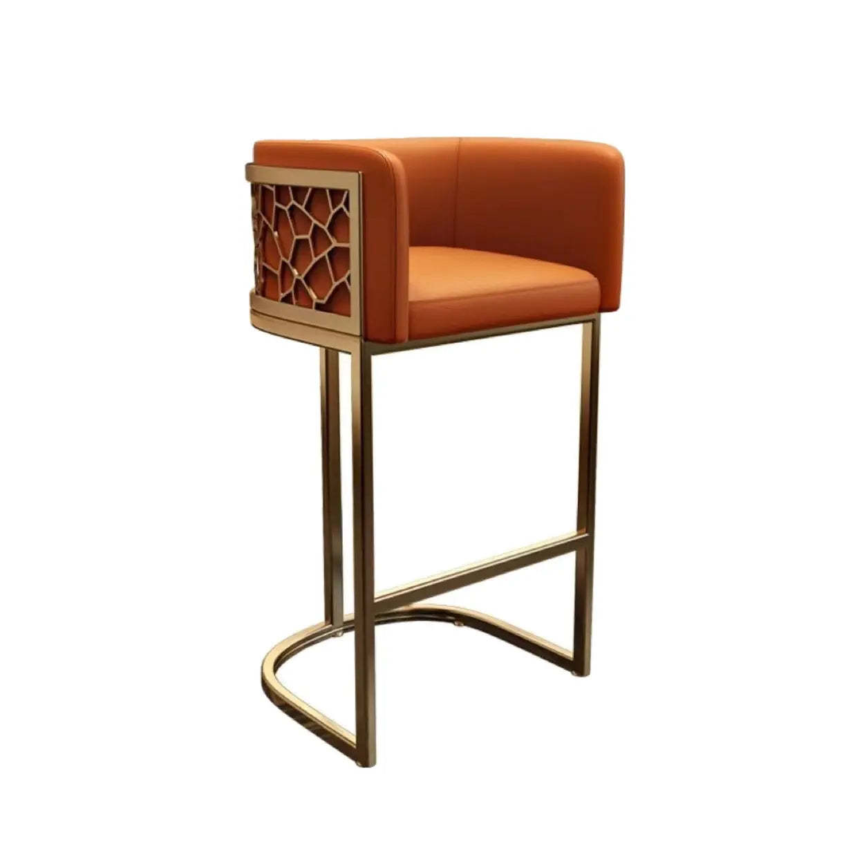 Luxury sled gray metal bar & counter stools, Lighom — 18" L x 16.5" W x 33.5" H / Orange