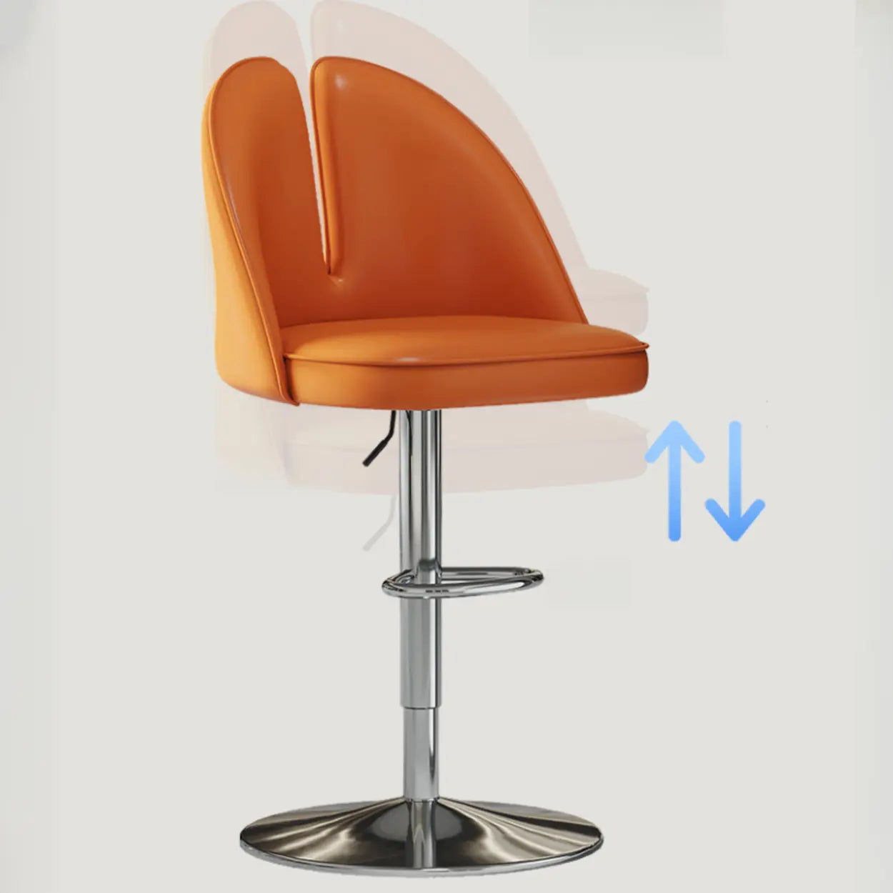 Glam Gray Swivel Leather Bar Stool with Back — Khaki / Gold