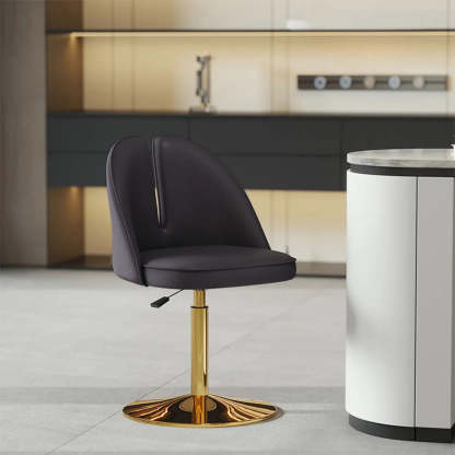 Glam Gray Swivel Leather Bar Stool with Back — Orange / Black